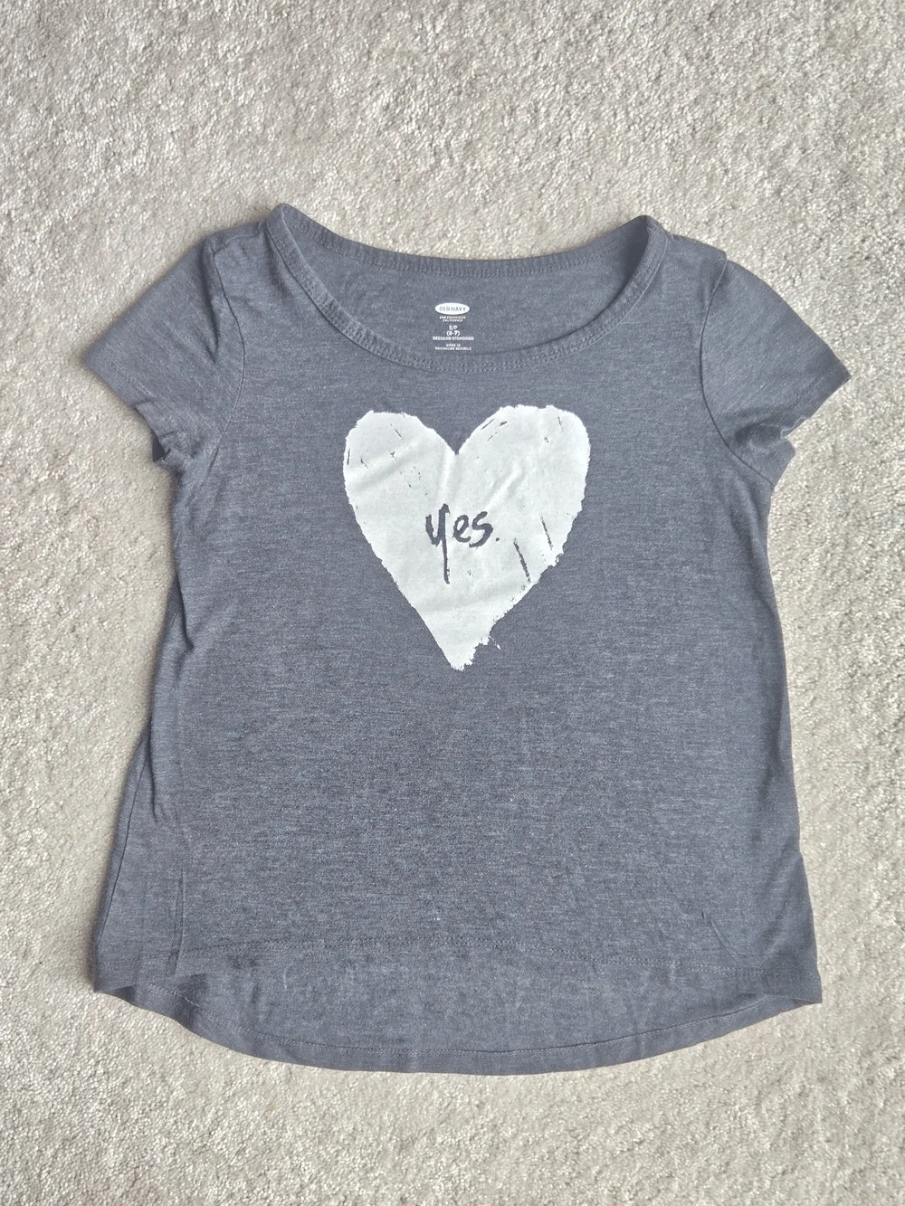 Old Navy Charcoal Short-Sleeve Tee with White Heart